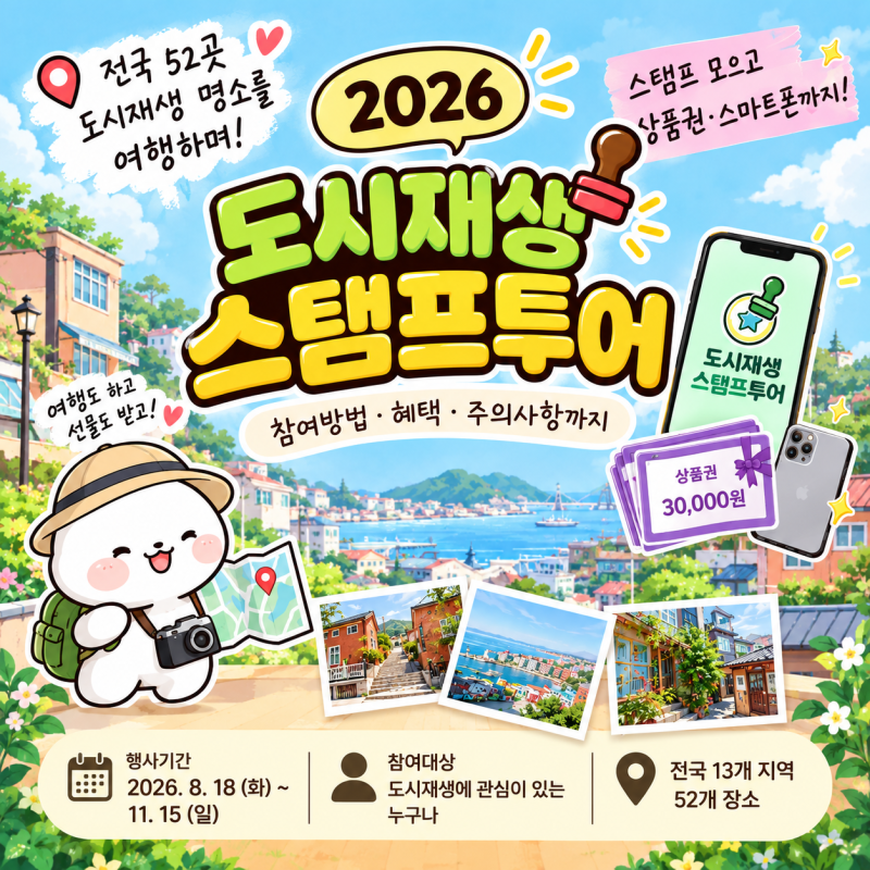 2026 도시재생 스탬프투어 총정리! 여행하고 상품권·삼성갤럭시Z폴드8 받는 방법