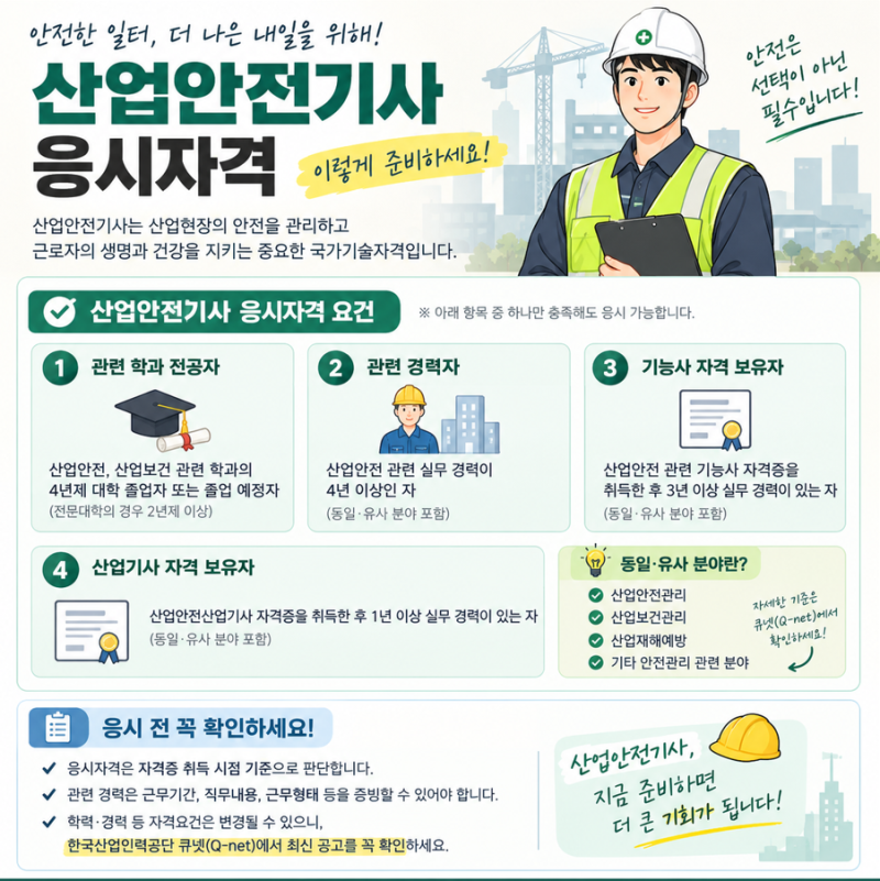 산업안전기사 응시자격 놓치면 헛수고, 미리 확인하세요