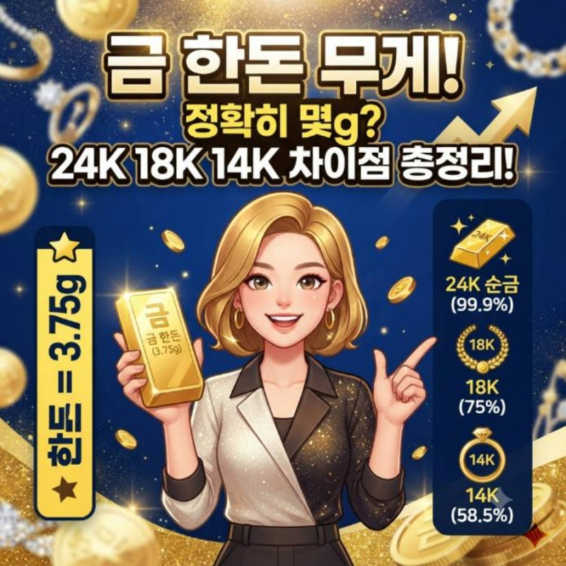 금 한돈 무게 정확히 몇 g인지와 24K 18K 14K 차이점 총정리