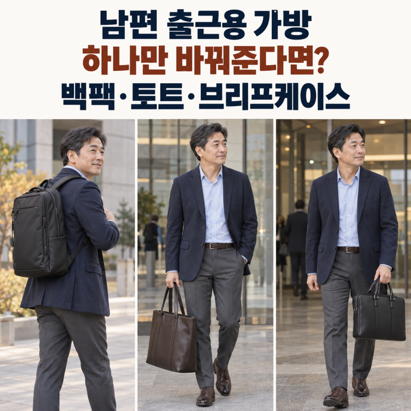 남편 출근용 가방 하나만 바꿔준다면? 백팩·토트·브리프케이스 비교
