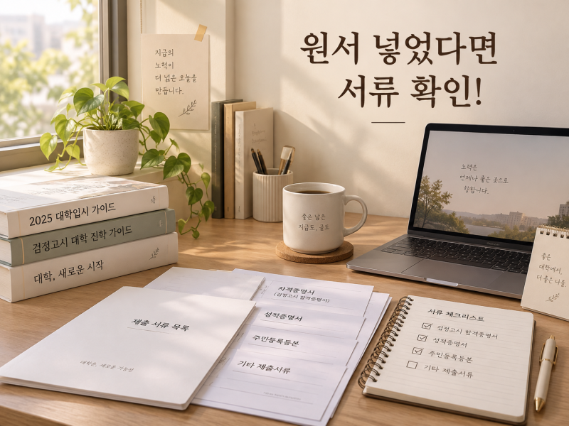 검정고시 합격자 수시 원서접수 후 제출서류, 대학별로 어디서 확인할까요?