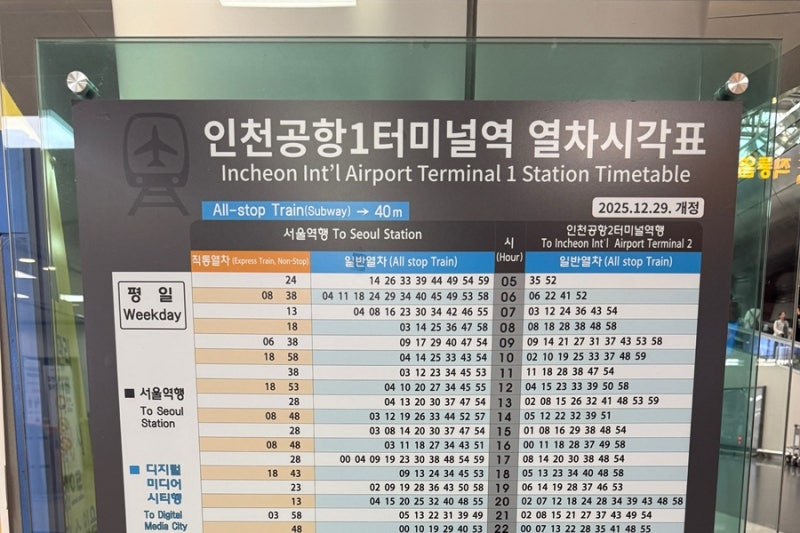 인천공항 직통열차 시간표 서울역에서 예매 가격 할인 취소 수수료