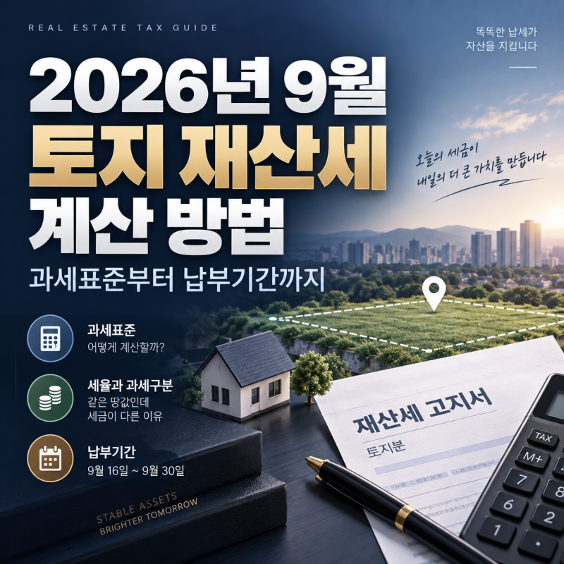 2026년 9월 토지 재산세 계산 방법, 과세표준부터 납부기간까지