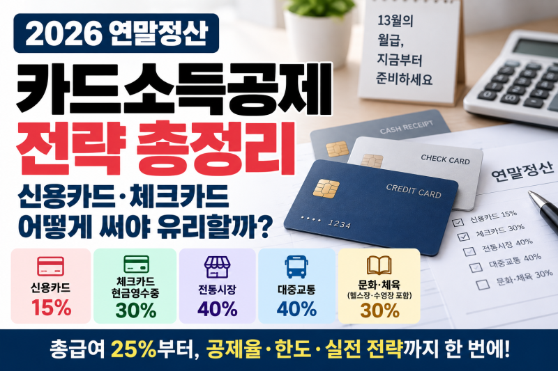 2026 귀속 연말정산 카드 소득공제 전략｜신용카드·체크카드 어떻게 써야 유리할까?