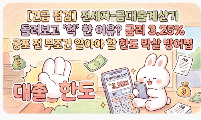 [긴급 점검] 전세자금대출계산기 돌려보고 '헉' 한 이유? 금리 3.25% 공포 전 무조건 알아야 할 ....