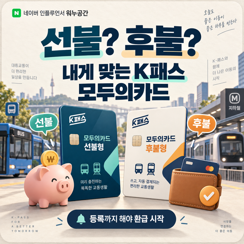 K패스 모두의카드 신청, 선불·후불·체크카드 차이와 등록방법
