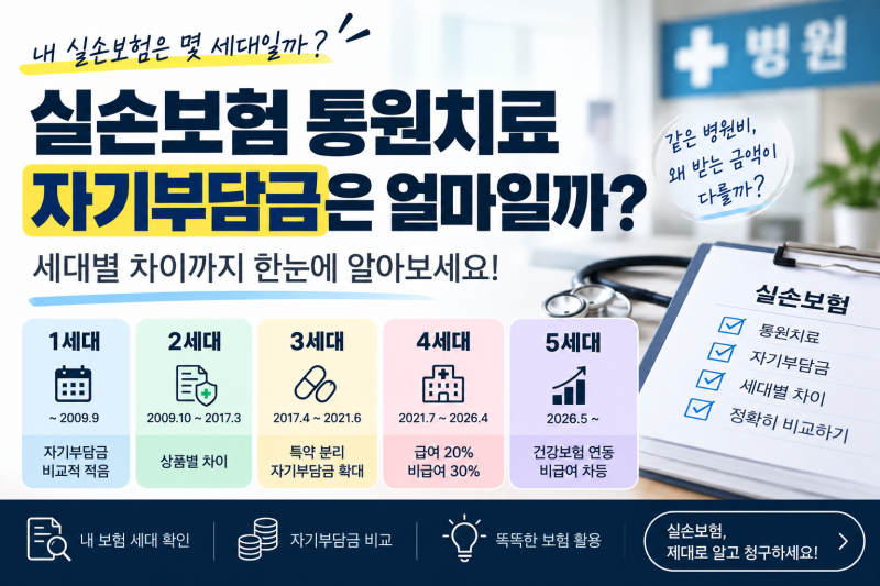 실손보험 통원치료 자기부담금은 얼마일까?세대별 차이 알아보기