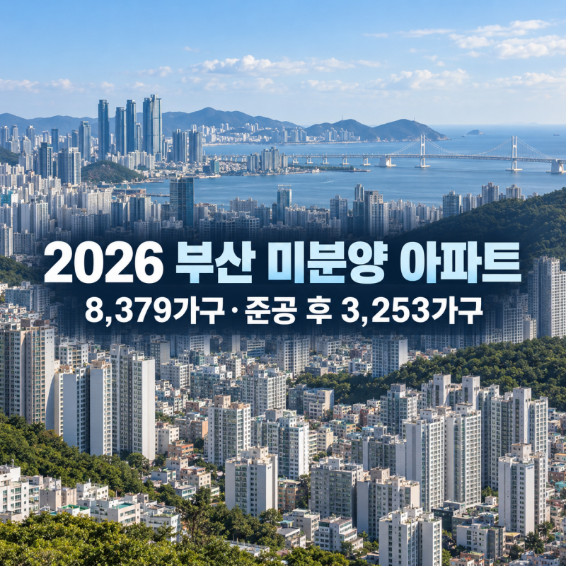 2026 부산 미분양 아파트 현황 8,379가구, 준공 후 미분양 3,253가구