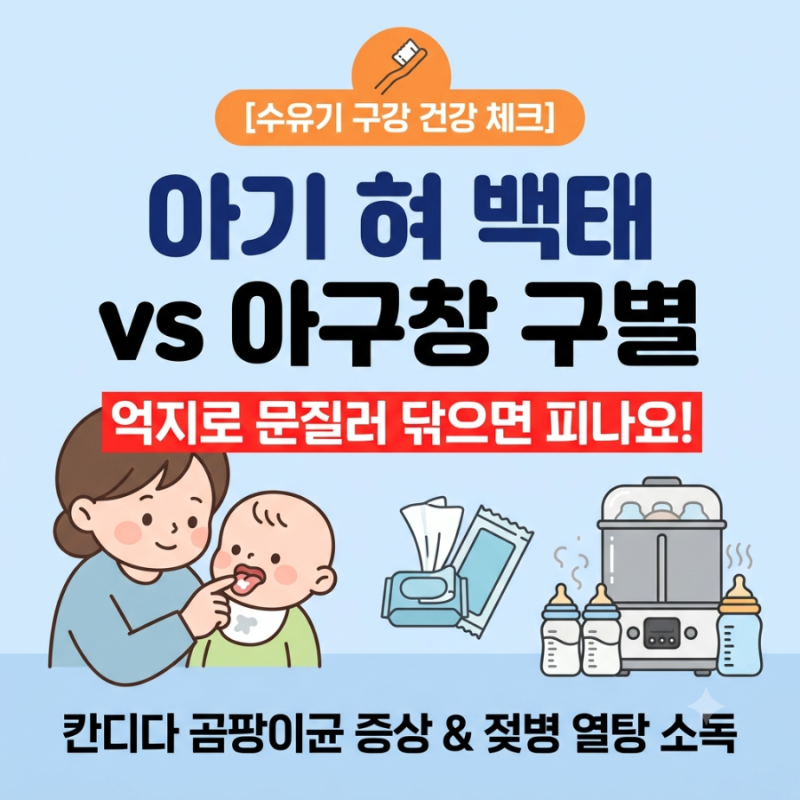[아기 혀 백태 vs 아구창] 닦아도 안 지워질 때 곰팡이균 의심! 입안 하얀 반점 구별법 3단계 & ....
