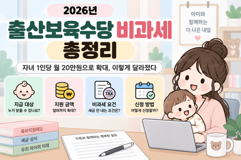 2026년 출산보육수당 비과세 총정리｜자녀 1인당 월 20만원으로 확대, 이렇게 달라졌다