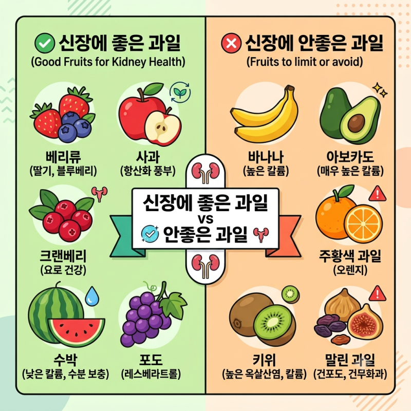 신장에 좋은 과일 vs 주의해야 할 과일 완벽 비교 가이드