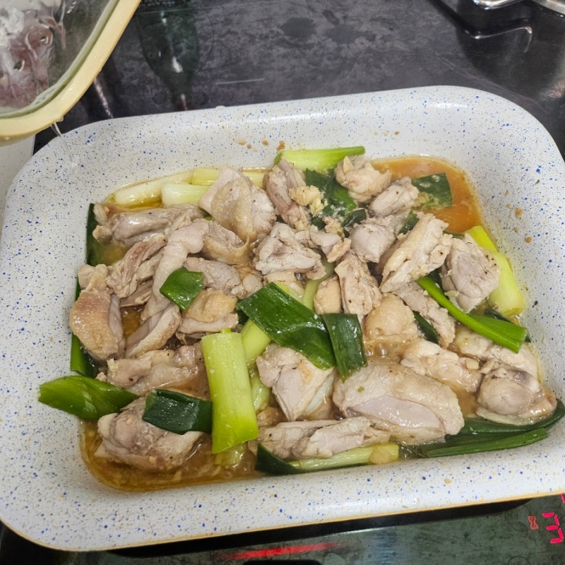 닭다리살구이 + 대파