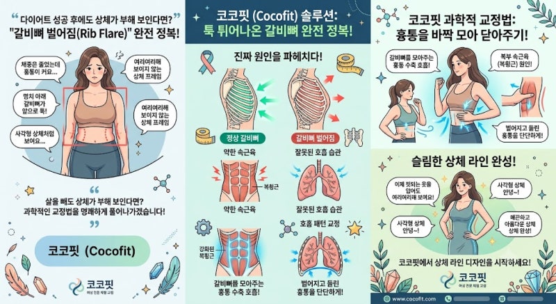 [운동정보] 여주헬스 코코핏이 알려주는 살을 빼도 상체가 부해 보이는 '갈비뼈 벌어짐(흉통)....