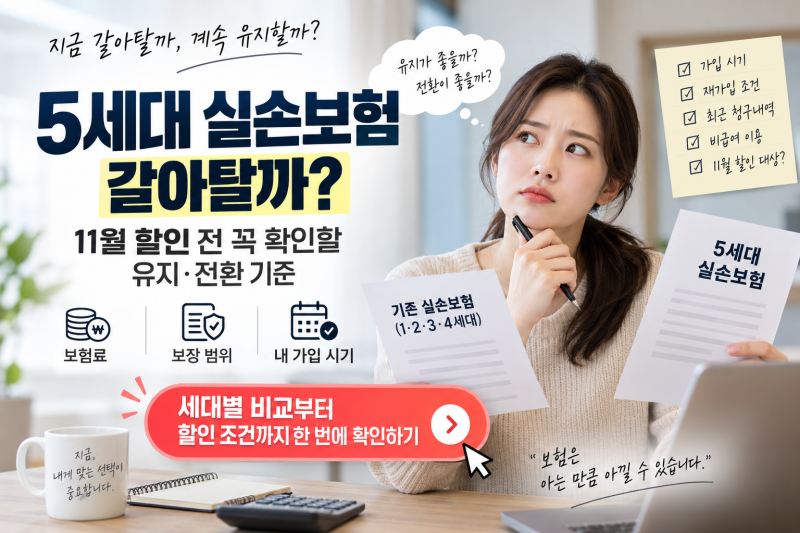 5세대 실손보험 갈아탈까? 11월 할인 전 꼭 확인할 유지·전환 기준
