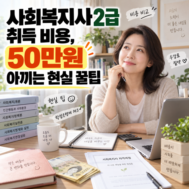 사회복지사 2급 취득 비용, 50만 원 아끼는 현실 꿀팁