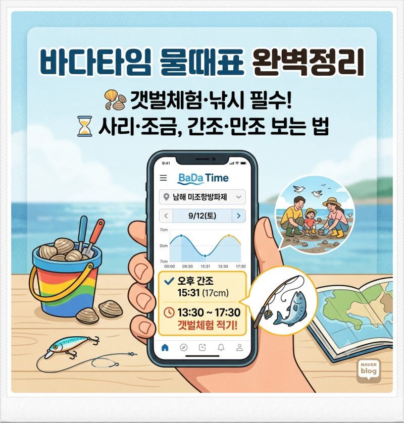물때표 보는 법 완벽정리 바다타임 물때표로 갯벌체험·낚시 물때 확인하기