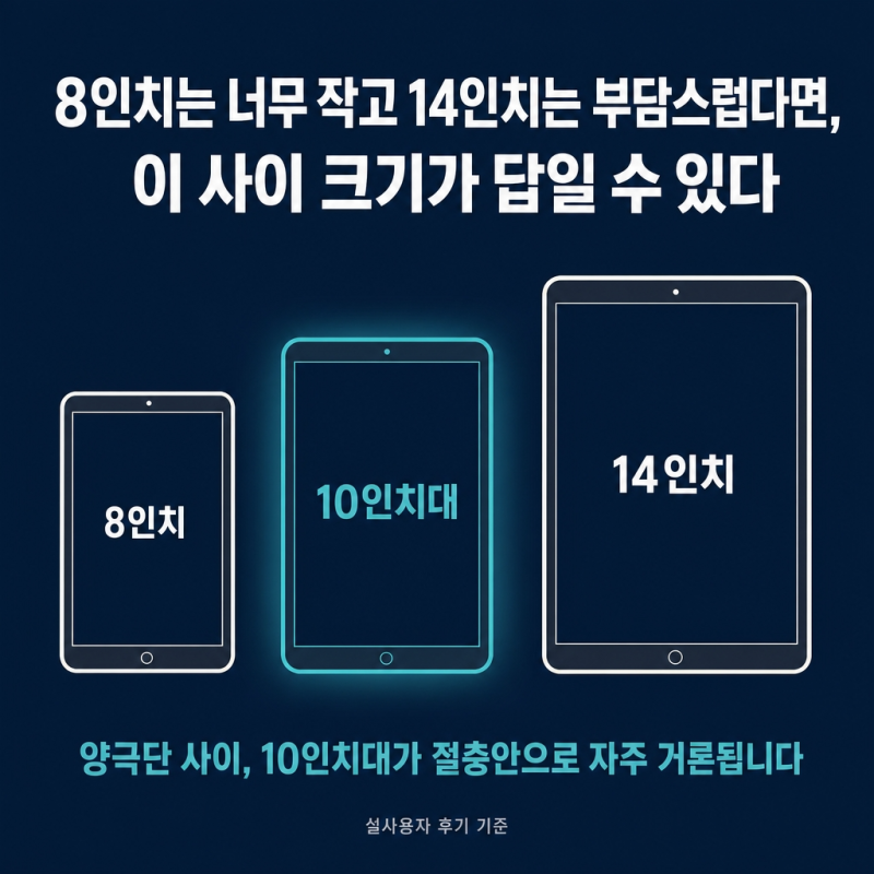 8인치는 너무 작고 14인치는 부담스럽다면, 이 사이 크기가 답일 수 있다