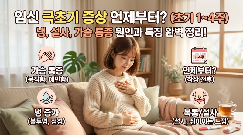 임신극초기증상 언제부터? 냉, 설사, 가슴 통증 원인과 특징
