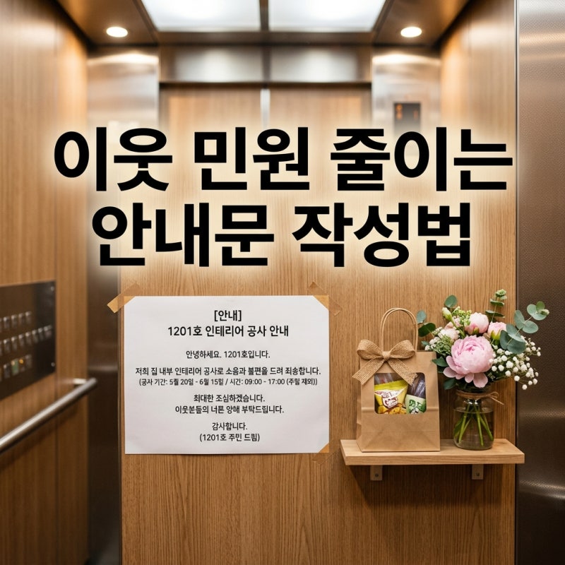 인테리어공사안내문 언제 붙여야 할까? 민원 방지 필수 예시 3선