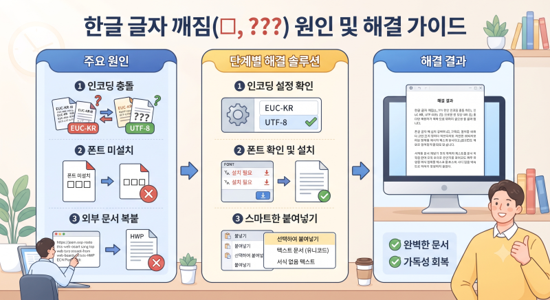 한글 글자 깨짐(□, ???) 원인 및 해결방법