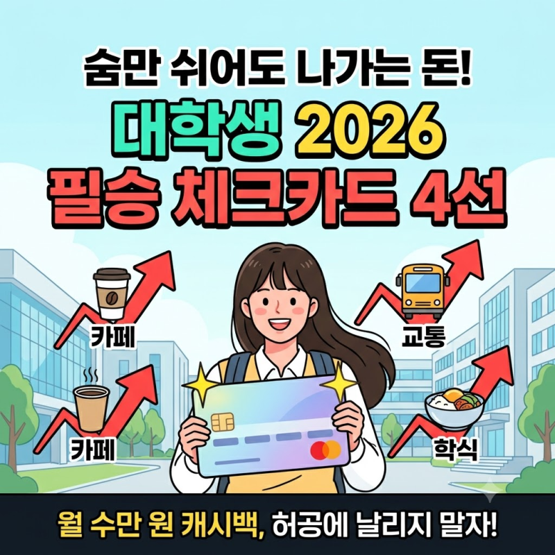 2026 대학생 체크카드 추천 "전월 실적 20만 원 채우기 버거운데 뭘 써야 할까?" 피킹률 높은 Top....