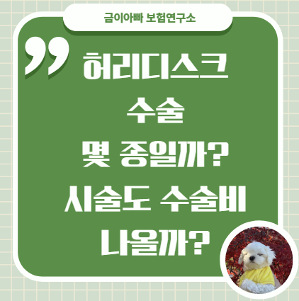 허리디스크 수술 몇 종일까? 시술도 수술비 나올까?