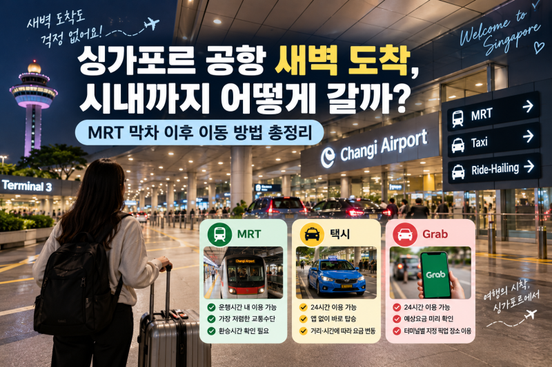 싱가포르 공항 새벽 도착, 시내까지 어떻게 갈까?｜MRT 막차 이후 이동