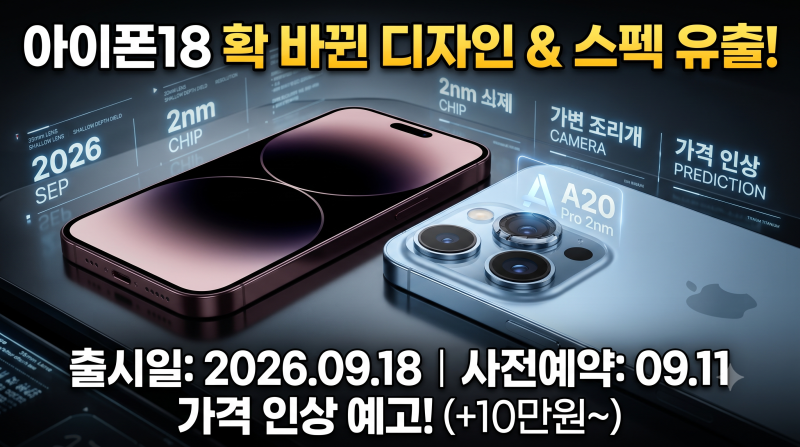 아이폰18 출시일·사전예약 일정과 가격 유출! 확 바뀐 디자인 총정리
