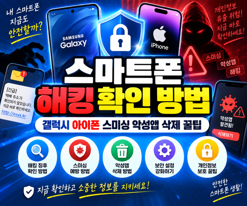 스마트폰 해킹 확인 방법 갤럭시 아이폰 스미싱 악성앱 삭제 꿀팁
