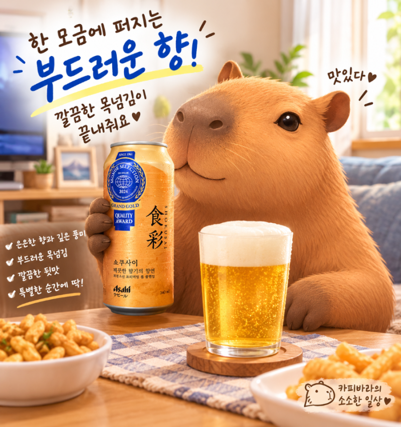 아사히 쇼쿠사이 국내 출시! 부드러운 목넘김과 풍부한 향의 신상 맥주 솔직 후기
