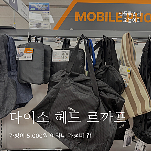 다이소 갔다가 깜놀 르까프 헤드 가방이 5천원이라고