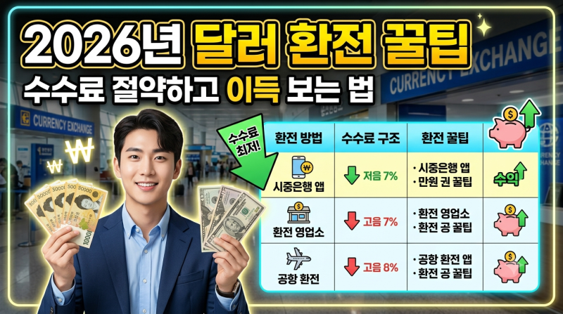 달러 환전 방법 수수료 줄이는 법 (은행·앱·환전소 비교)