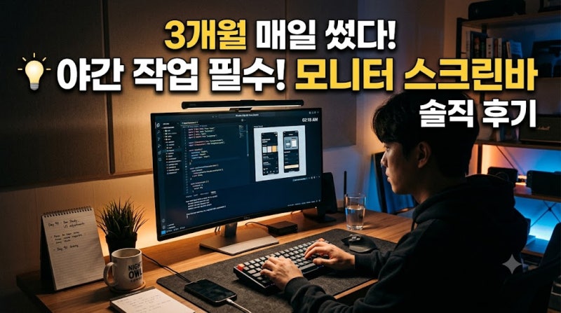 일반 스탠드 치우고 모니터 스크린바 달았더니 책상 공간 30% 넓어진 체감 차이
