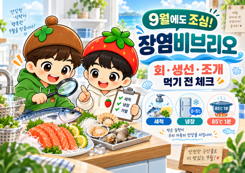 2026 장염비브리오 식중독 예방｜9월 회·생선·조개 먹을 때 꼭 확인할 것