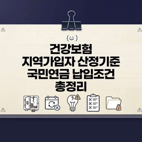 지역가입자 건강보험료 산정기준 국민연금 납입조건 총정리