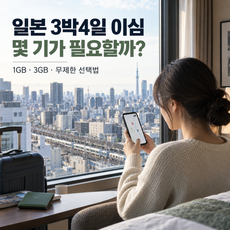 일본 3박4일 이심 데이터 몇 기가? 1GB·3GB·무제한 선택법