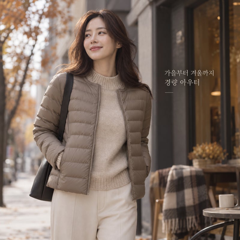 여성경량패딩 충전재 확인부터! 조끼 레이어드로 겨울까지 활용