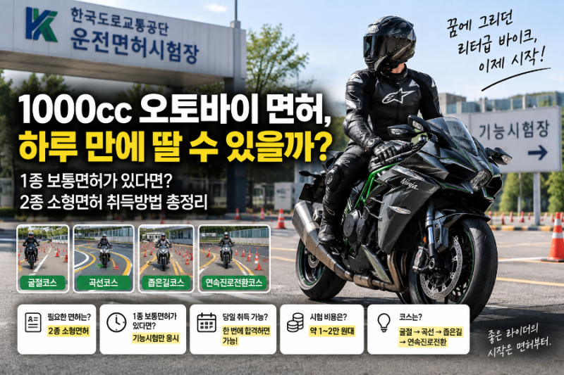 1000cc 오토바이 면허, 하루 만에 딸 수 있을까?