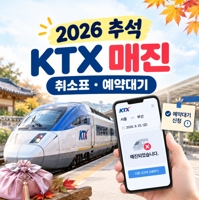 2026 추석 KTX 매진됐을 때! 취소표 구하기와 예약대기 신청 방법
