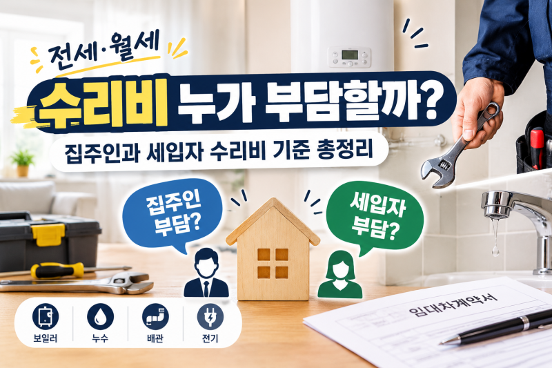 전세·월세 수리비 누가 부담할까? 집주인과 세입자 수리비 기준 총정리