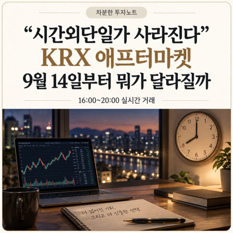 “시간외단일가 사라진다” KRX 애프터마켓, 9월 14일부터 뭐가 달라질까