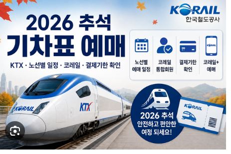 2026 추석 기차표 예매 오늘 시작｜KTX 노선별 날짜·코레일+·대기번호·취소표 풀리는 시간