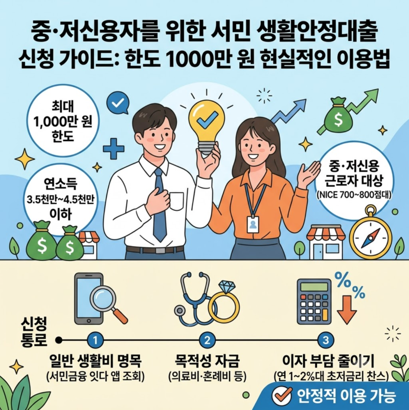 [7편] 중저신용자를 위한 서민 생활안정대출 신청 가이드: 한도 1000만 원 현실적인 이용법