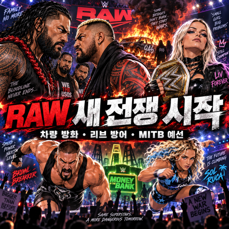 WWE RAW 9월 7일 경기 리뷰｜더 946의 차량 방화, 리브 모건 방어 성공… 머니 인 더 뱅크 경쟁 시....