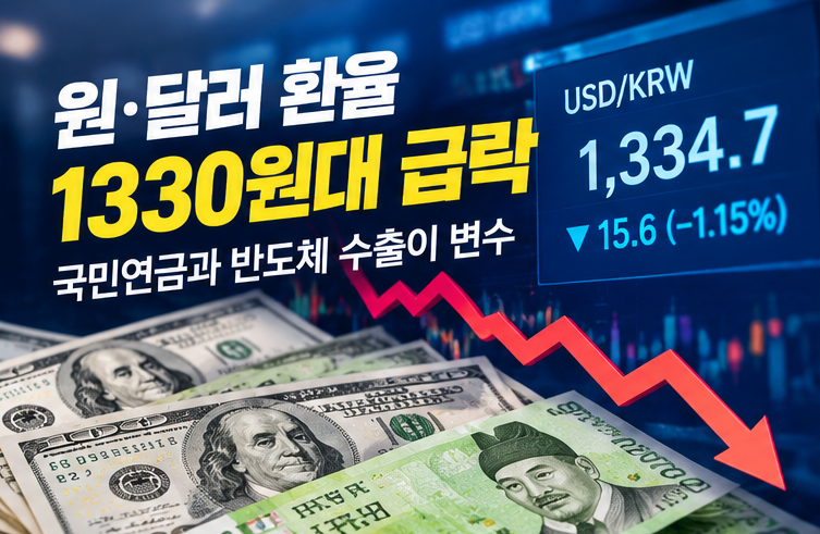 원·달러 환율 1330원대 급락, 국민연금과 반도체 수출이 변수