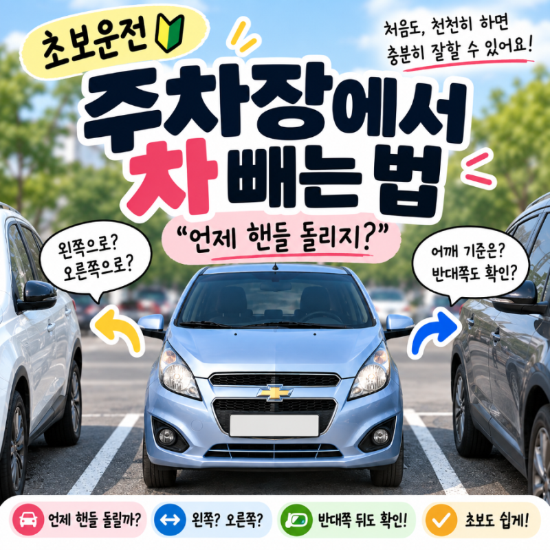 초보운전 주차장에서 차 빼는 법｜좌회전 우회전 언제 핸들 돌릴까? 주차 빠져 나오는법