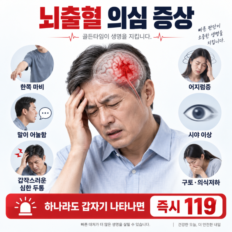 뇌출혈 초기증상, 원인, 전조증상, 골든타임, 치료, 후유증 등 총정리