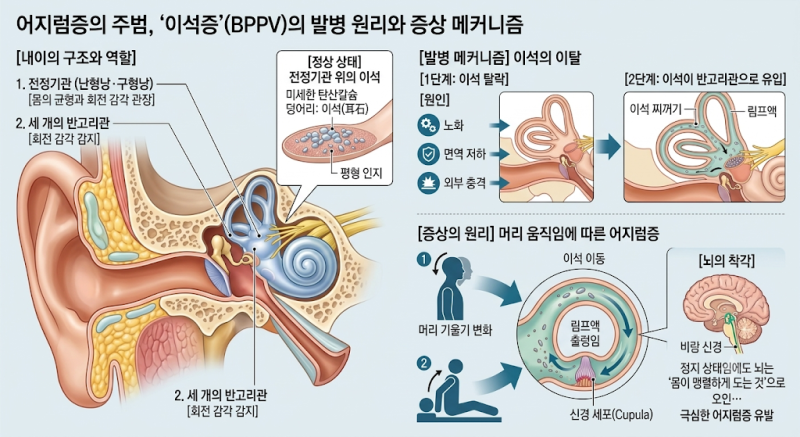 [중년 건강] 자고 일어났더니 천장이 빙빙? 4050 중년 어지럼증 '이석증' 원인부터 응급 대처법....
