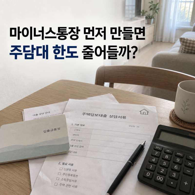 마이너스통장 먼저 만들면 주담대 한도 정말 줄어들까? 안 써도 불리한 이유