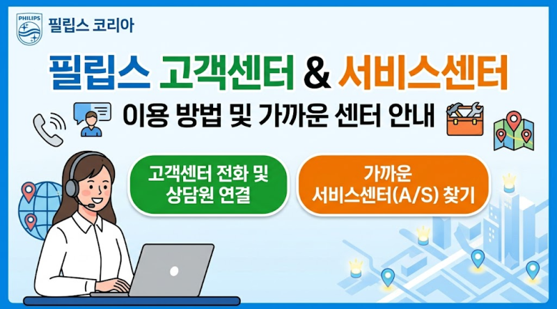 필립스 고객센터 전화번호·상담원 연결·서비스센터AS 이용방법·가까운 센터 찾기